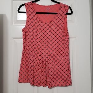 Coral and navy tank top